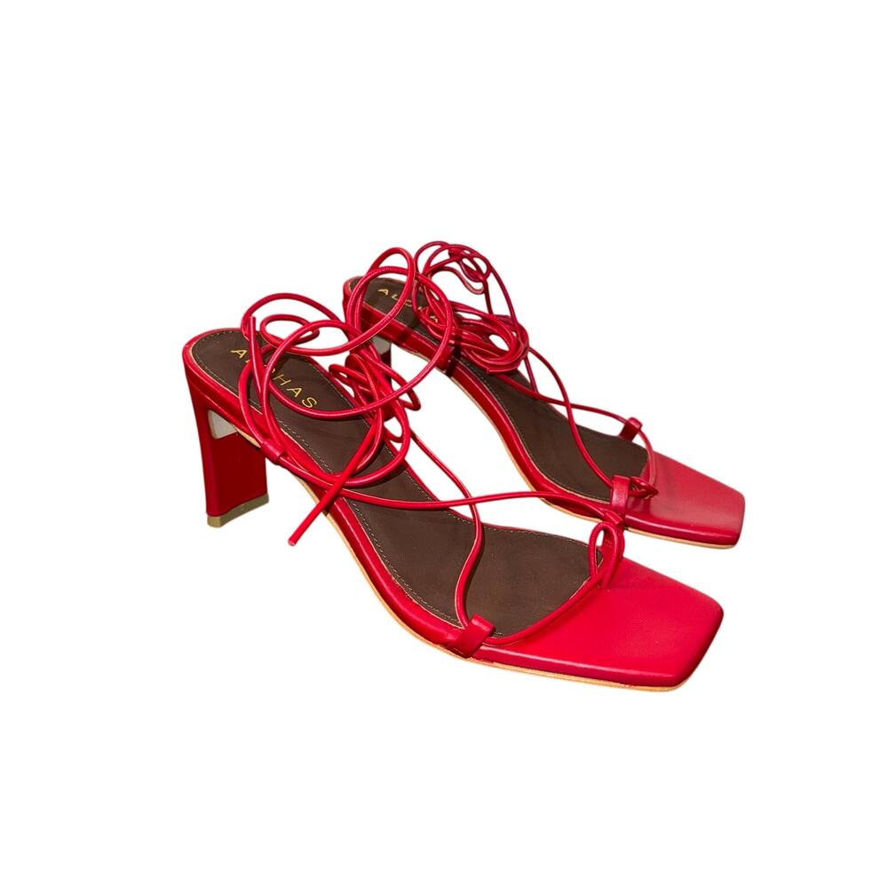 ALOHAS Red Lace-Up Strappy Heels – Size 37 Brand New - Picture 2 of 6